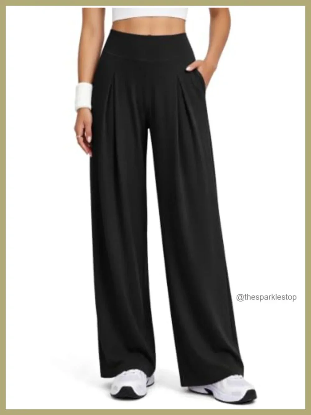 High Waist Wide Leg Yoga Pants with Pockets Front Pleated Palazzo Lounge